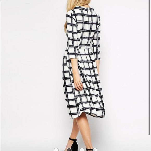 ASOS midi dress in check b/w - Picture 3 of 5